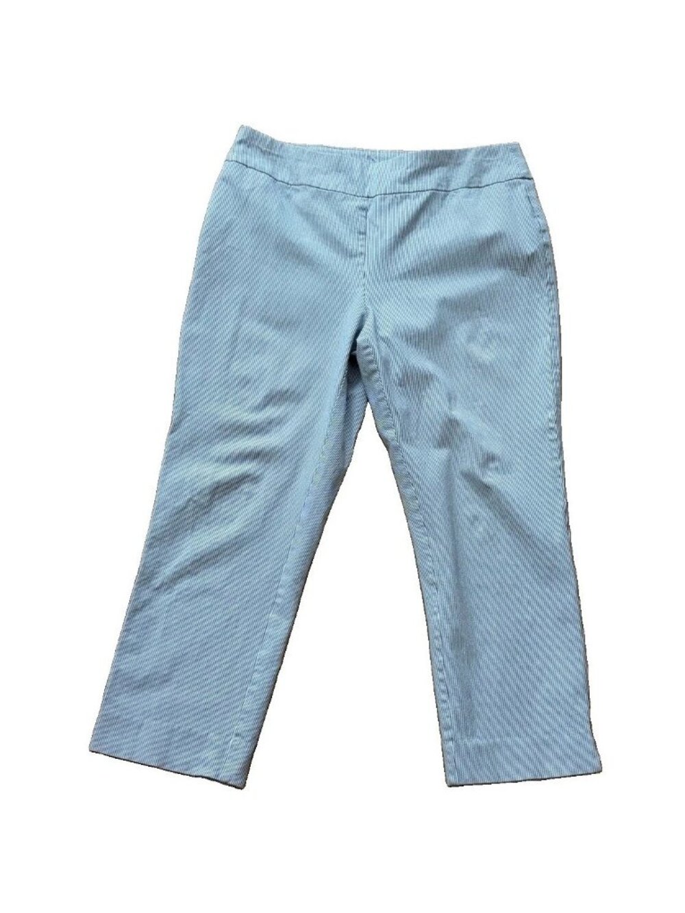 Chico’s So Slimming Size 8 US Blue Pinstriped Striped Pull On Cropped Pants NWOT